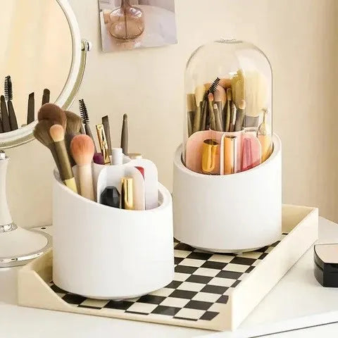 Rotating Makeup Brush Holders, with lid clear makeup brush organizer