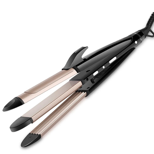 Professional 3-in-1 Ceramic Hair Styling Tool – Straightener, Curler & Waver