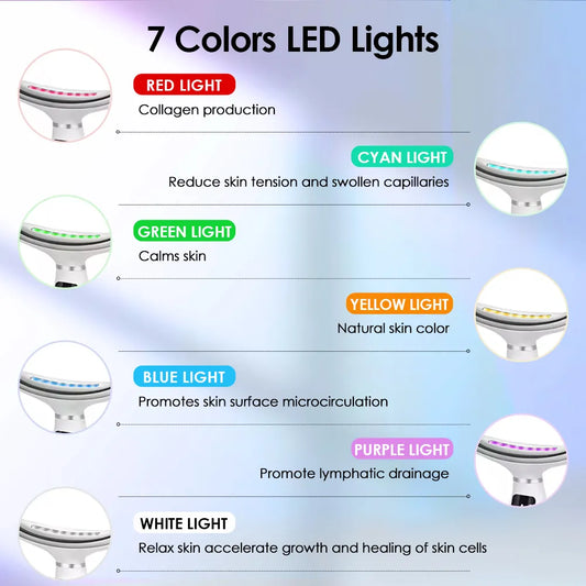 7 Colors LED Lights Face Neck Beauty Device Vibration Massage Improve Neck Lines